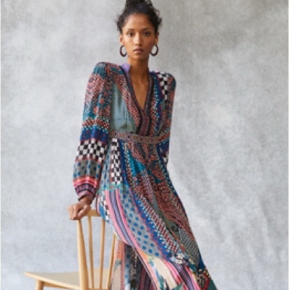 Anthropologie Dresses & Skirts - Anthropologie Colorful Patchwork Long Sleeve Dress